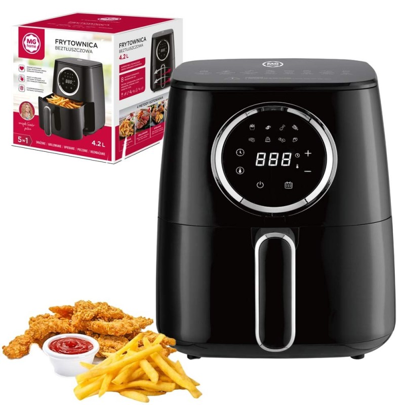 Airfryer 5 w 1 frytkownica beztłuszczowa MG Home Black Air Fryer 4.2 L czarna 1400W
