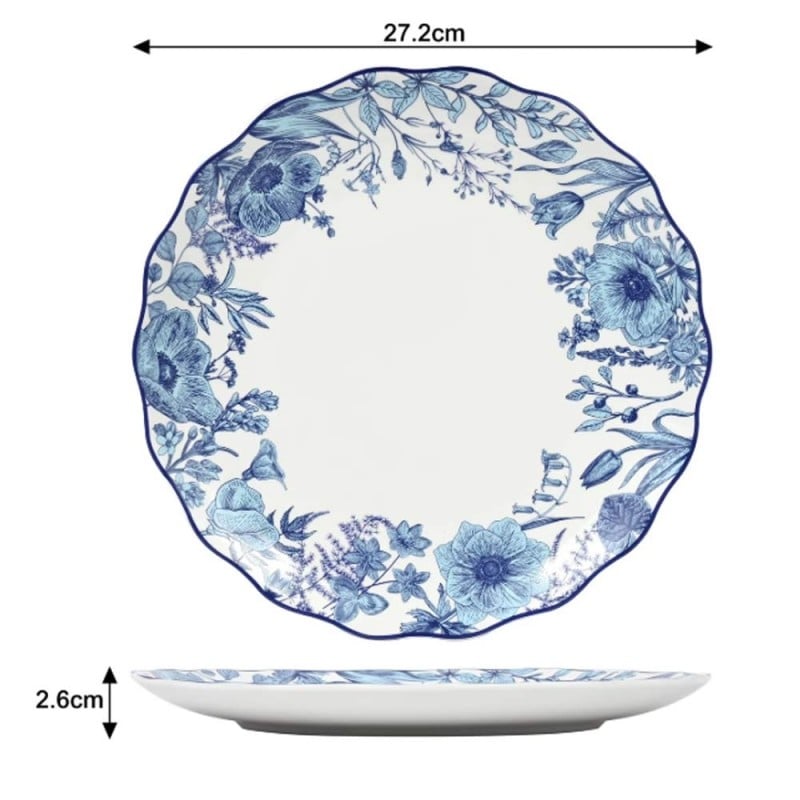 Serwis obiadowy porcelanowy 24 elementów zestaw talerzy dla 6 osób kwiaty Colette Florina