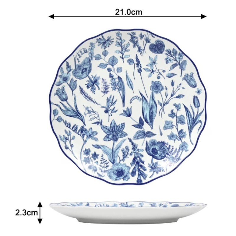 Serwis obiadowy porcelanowy 24 elementów zestaw talerzy dla 6 osób kwiaty Colette Florina