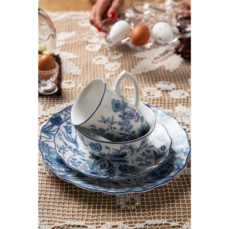 Serwis obiadowy porcelanowy 18 elementów zestaw talerzy dla 6 osób kwiaty Colette Florina
