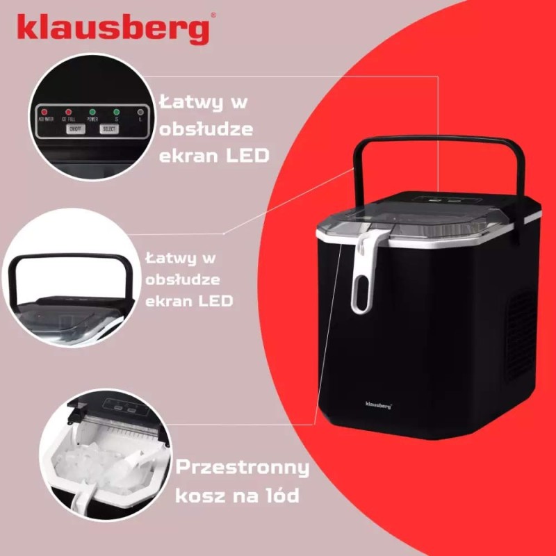 Kostkarka do lodu automatyczna panel LCD 100W 1.2 L Klausberg KB 7883