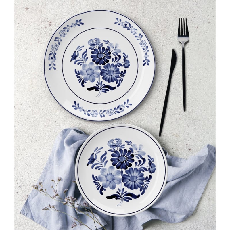 Serwis obiadowy porcelanowy MG Home Sintra 18 elementów zestaw talerzy dla 6 osób kwiaty