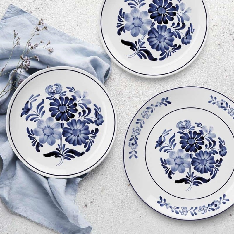 Serwis obiadowy porcelanowy MG Home Sintra 18 elementów zestaw talerzy dla 6 osób kwiaty