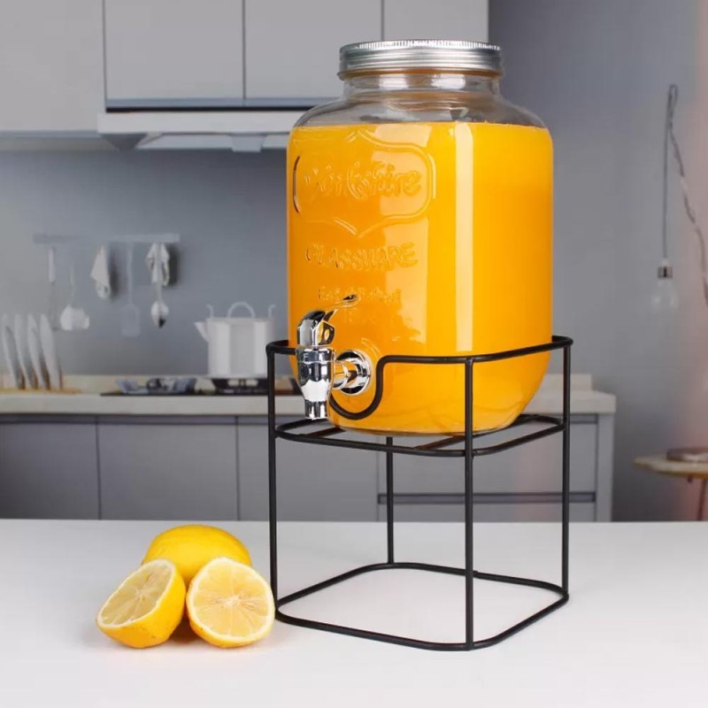 Słój szklany z kranikiem 4 L ze stojakiem do lemoniady napojów wody Tragar 44032