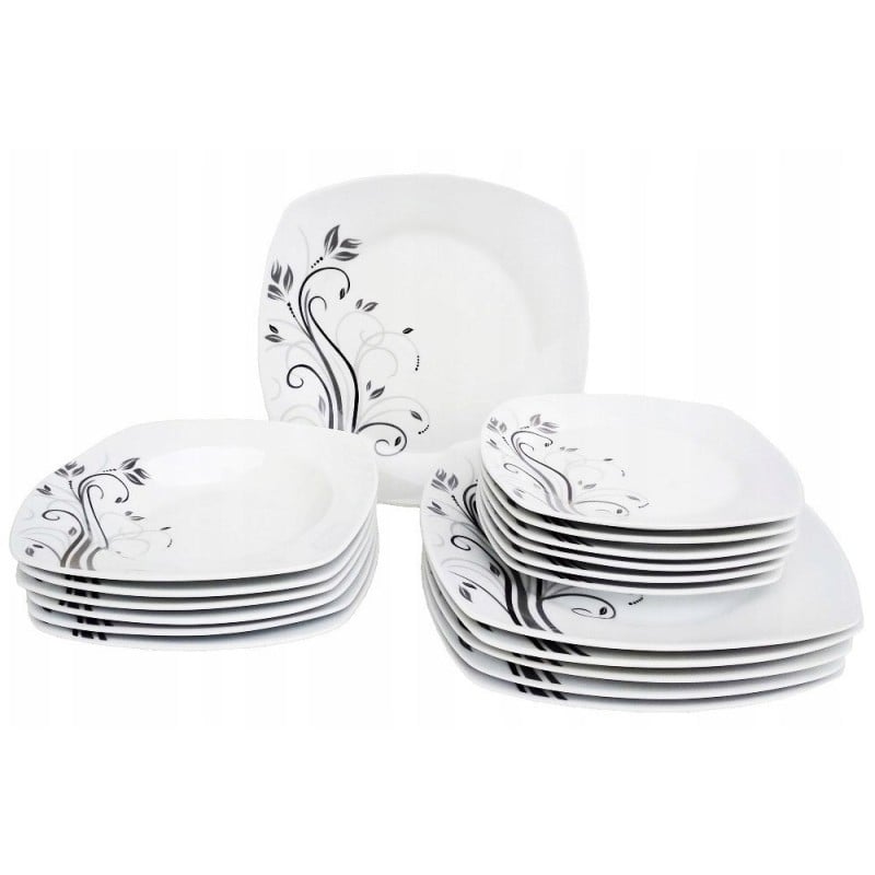 Serwis obiadowy porcelana 43 elementy komplet na 12 osób biały + dodatki Violet VC 460