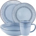 Serwis obiadowy porcelanowy Florina Almond Blue 24 elementy zestaw talerzy z kubkami dla 6 osób niebieskie