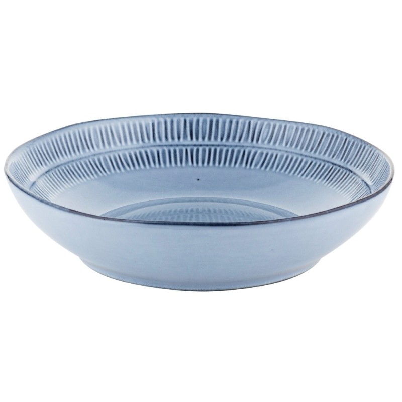 Serwis obiadowy porcelanowy Florina Almond Blue 24 elementy zestaw talerzy z salaterkami dla 6 osób niebieskie