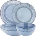Serwis obiadowy porcelanowy Florina Almond Blue 24 elementy zestaw talerzy z salaterkami dla 6 osób niebieskie