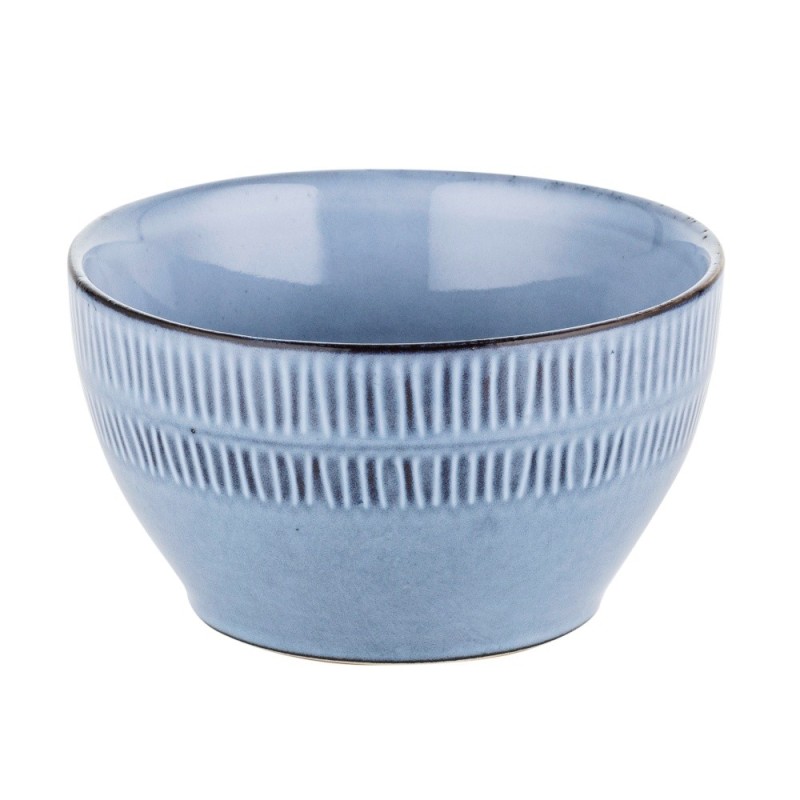 Salaterka porcelanowa 11 cm Florina Almond Blue niebieska prążkowana