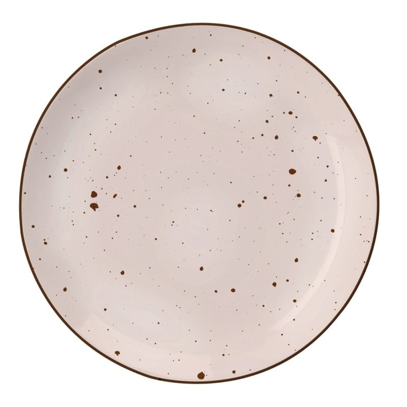 Serwis obiadowy porcelanowy MG Home Gemma Pink 18 elementów zestaw talerzy dla 6 osób różowych nakrapiane