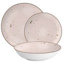 Serwis obiadowy porcelanowy MG Home Gemma Pink 18 elementów zestaw talerzy dla 6 osób różowych nakrapiane