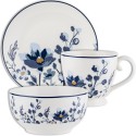 Komplet talerzy i kubków 440 ml porcelana Florina Fiordi talerze zestaw 18 elementów białe ze wzorem kwiatowym
