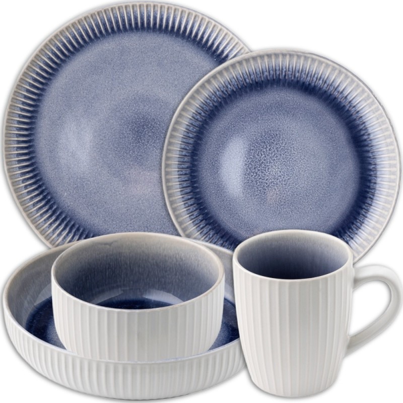 Serwis obiadowy porcelanowy Florina Calypso 30 elementów zestaw talerzy salaterek kubków dla 6 osób