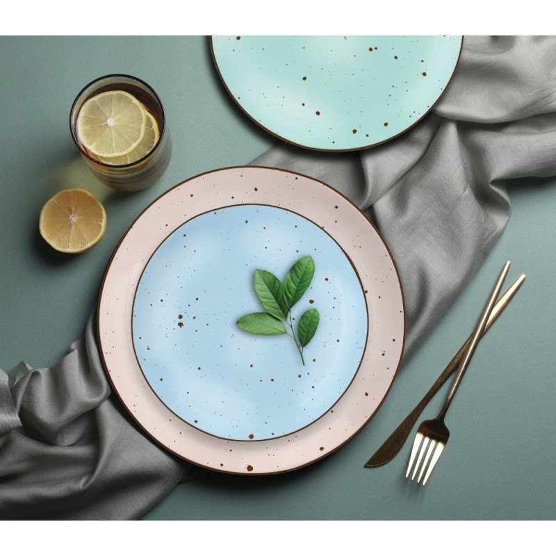 Serwis obiadowy 36 elementów porcelanowy MG Home Gemma Pastel zestaw talerzy dla 12 osób kolorowe nakrapiane