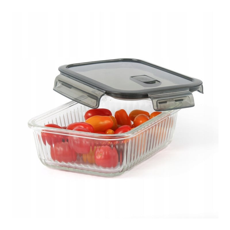 Pojemniki szklane lunchbox GierekHoff Riffle 1500/1000/400 ml żaroodporne szczelne GH 1107