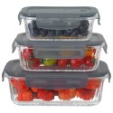 Pojemniki szklane lunchbox GierekHoff Riffle 1500/1000/400 ml żaroodporne szczelne GH 1107