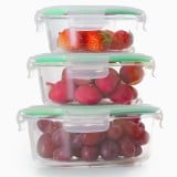 Pojemniki szklane okrągłe lunchbox GierekHoff Corio GH 1101 zestaw 3 sztuki żaroodporne hermetyczne  1200/950/400 ml