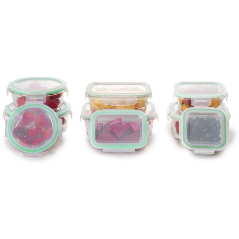 Pojemniki szklane zestaw 9 sztuk lunchbox GierekHoff Corio do przechowywania żaroodporne hermetyczne GH 1110