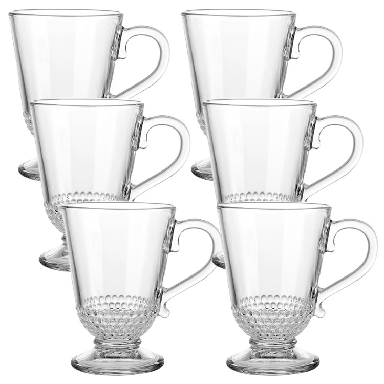 Szklanki z uchem 320 ml Altom Siena Perełki kubki do herbaty kawy latte macchiato komplet 6 sztuk z łyżeczkami