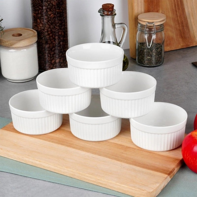 Kokilki do zapiekania 260 ml ramekin zestaw 10 sztuk salaterki miseczki pojemniki porcelanowe Brulee