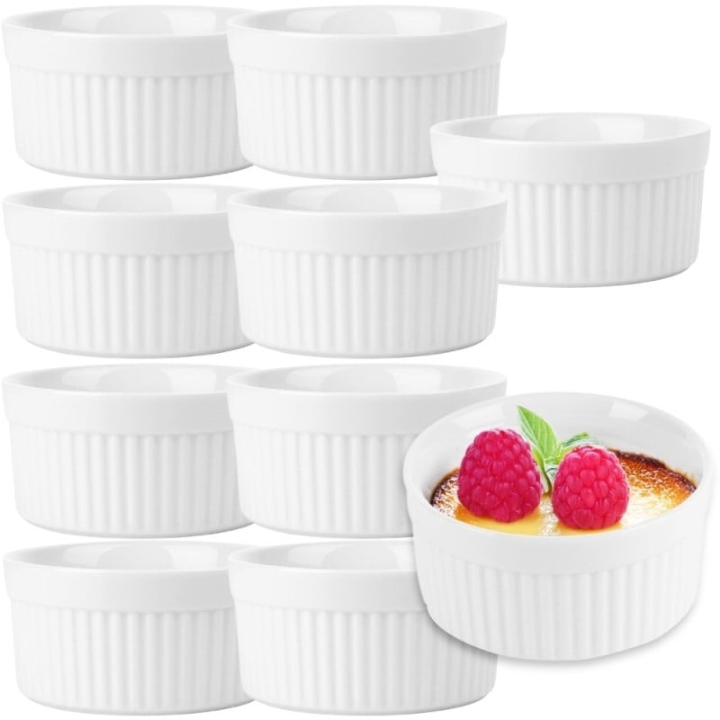 Kokilki do zapiekania 260 ml ramekin zestaw 10 sztuk salaterki miseczki pojemniki porcelanowe Brulee