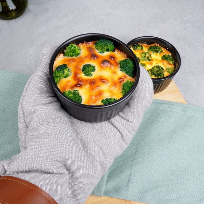 Kokilki do zapiekania 260 ml ramekin zestaw 10 sztuk salaterki miseczki pojemniki porcelanowe Brulee czarne