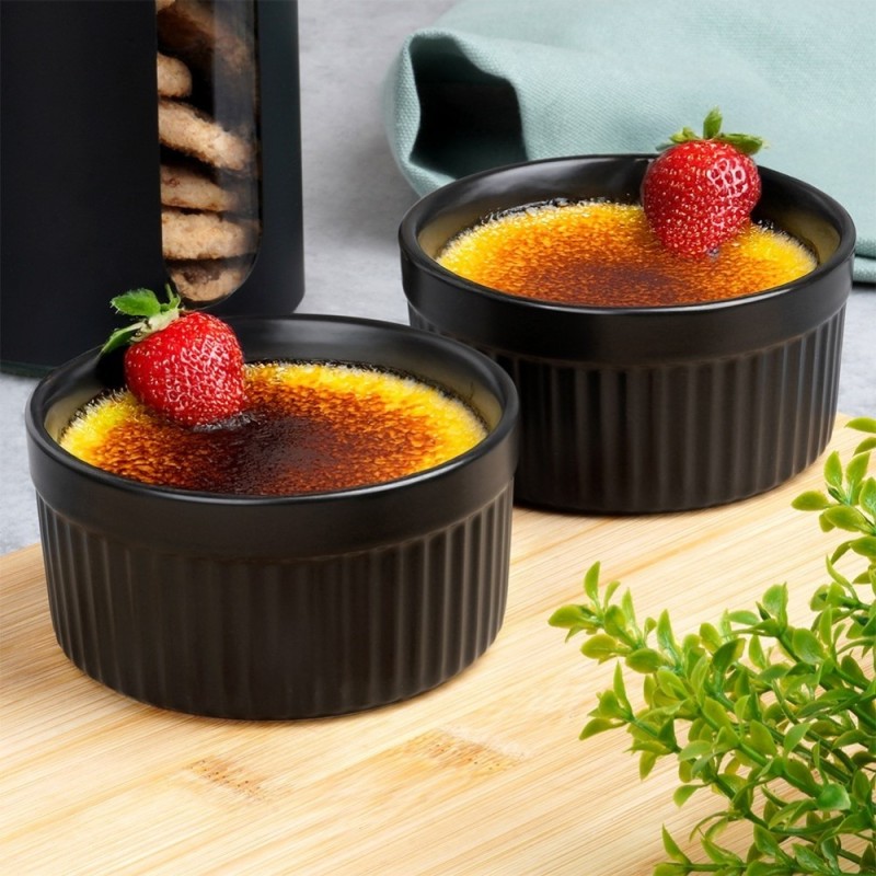 Kokilki do zapiekania 260 ml ramekin zestaw 10 sztuk salaterki miseczki pojemniki porcelanowe Brulee czarne