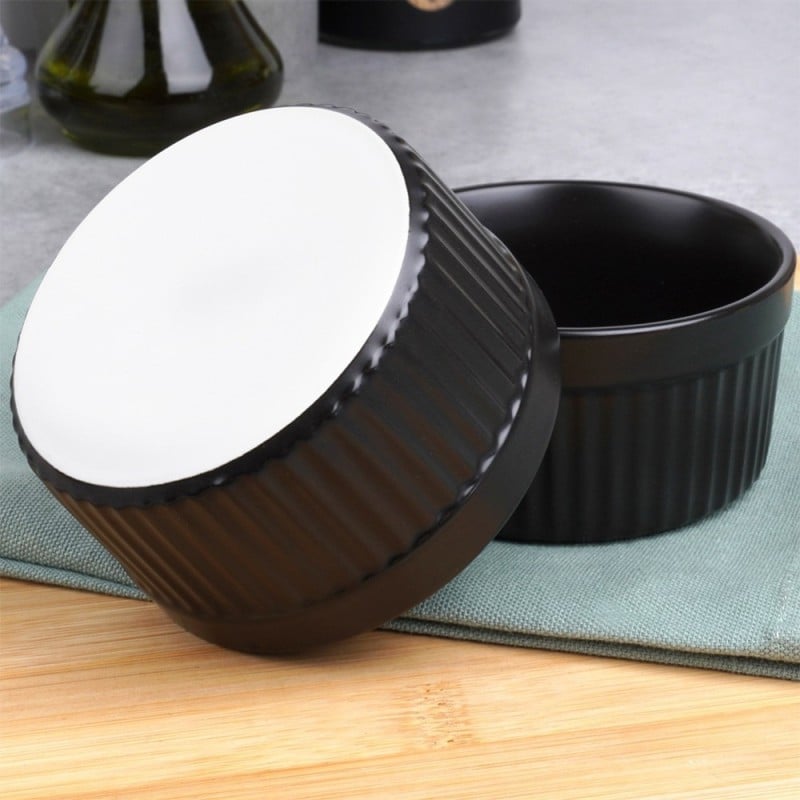 Kokilki do zapiekania 260 ml ramekin zestaw 6 sztuk salaterki miseczki pojemniki porcelanowe Brulee czarne