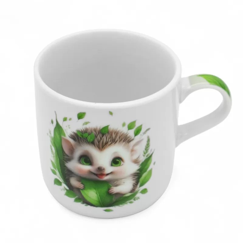 Zestaw obiadowy porcelana dla dzieci Bella Fiore 4 elementy Jeżyk kubek talerzyk miseczka kieliszek na jajko