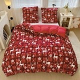 Pościel świąteczna 160x200 bawełna satynowa dwustronna GierekHoff gruba 3 części GH 3091 czerwona krata w renifery