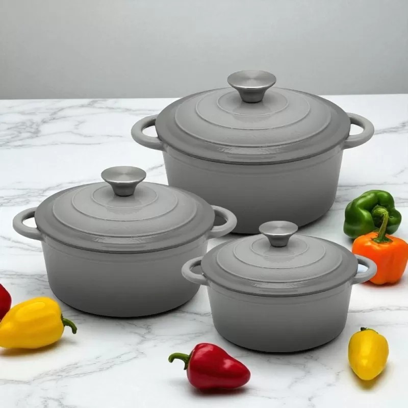 Garnek żeliwny emaliowany 2.5 L MeyerHoff kociołek szary 22 cm