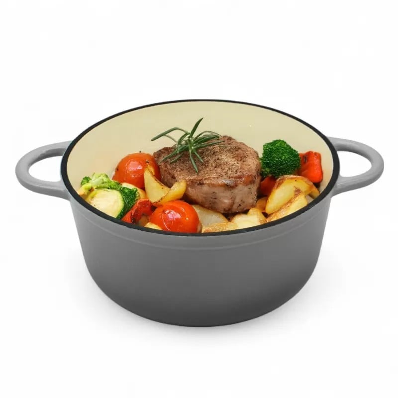 Garnek żeliwny emaliowany 2L MeyerHoff kociołek szary 20 cm