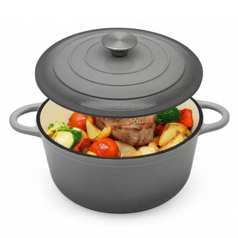 Garnek żeliwny emaliowany 3.7 L MeyerHoff kociołek szary 24 cm