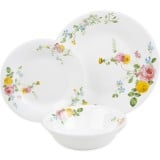 Serwis obiadowy 18 elementów Bestler białe talerze dla 6 osób wzór kwiaty róże