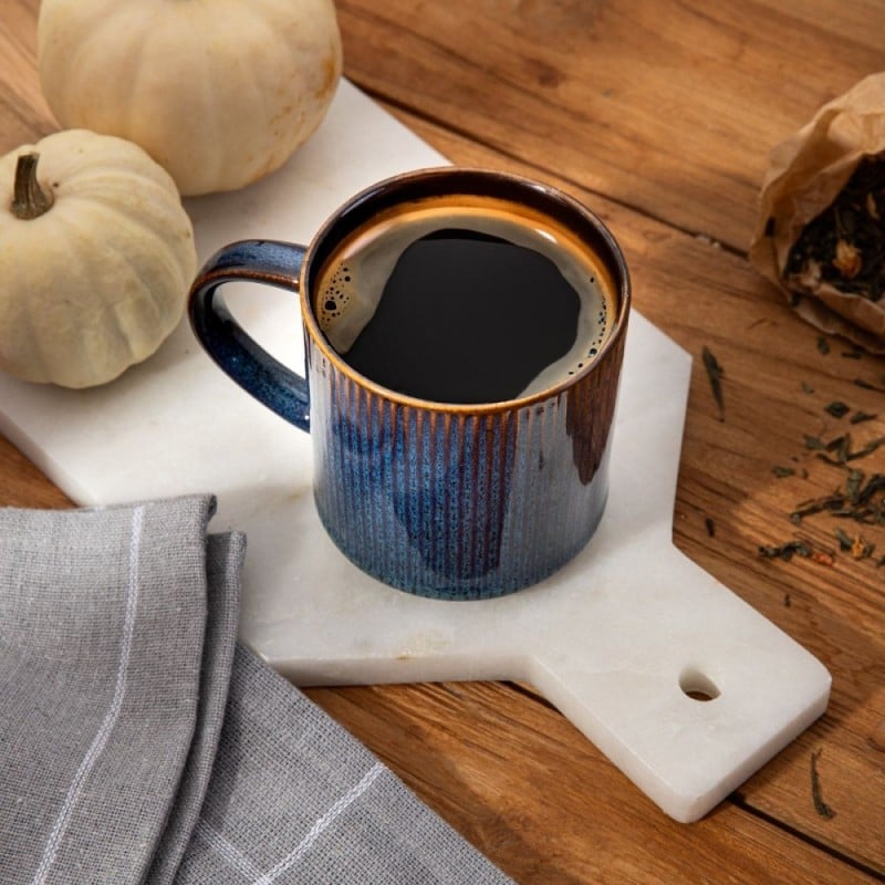 Komplet 6 kubków porcelanowych Florina Evia Blue 330 ml do kawy herbaty zestaw niebieskie modern
