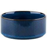 Salaterka porcelanowa 14 cm Florina Evia Blue granatowy prążkowany modern