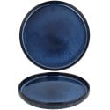 Talerz deserowy porcelanowy 21 cm Florina Evia Blue granatowy prążkowany modern