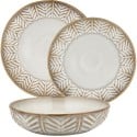 Serwis obiadowy porcelanowy Florina Lehti 18 elementów zestaw talerzy dla 6 osób liście
