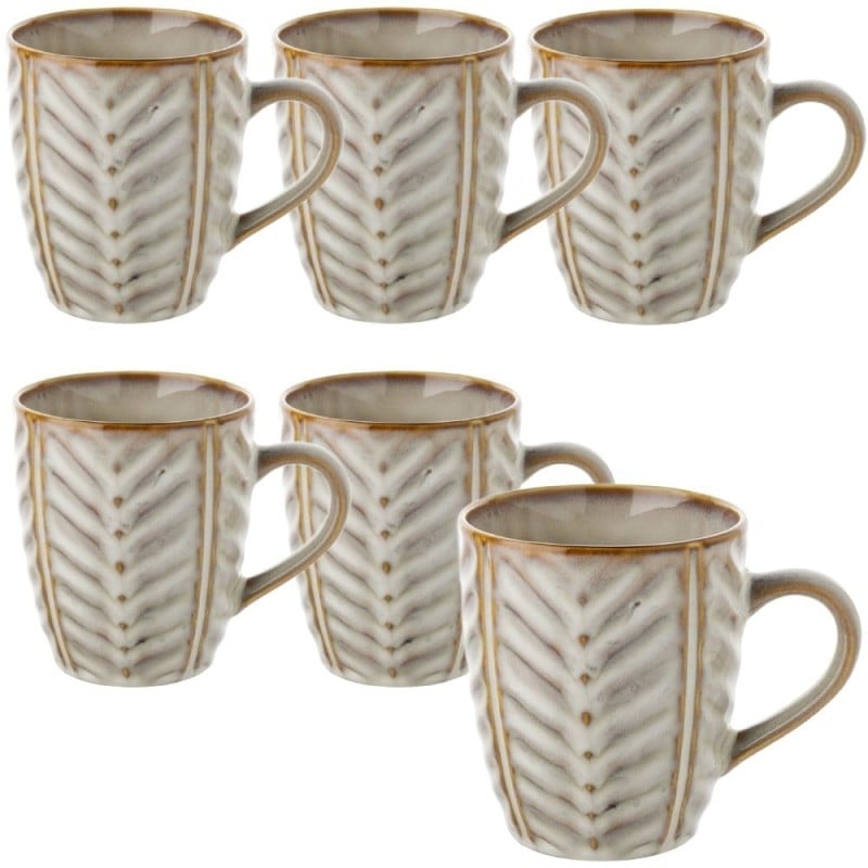 Serwis obiadowy porcelanowy Florina Lehti 30 elementów zestaw talerzy salaterek kubków dla 6 osób liście