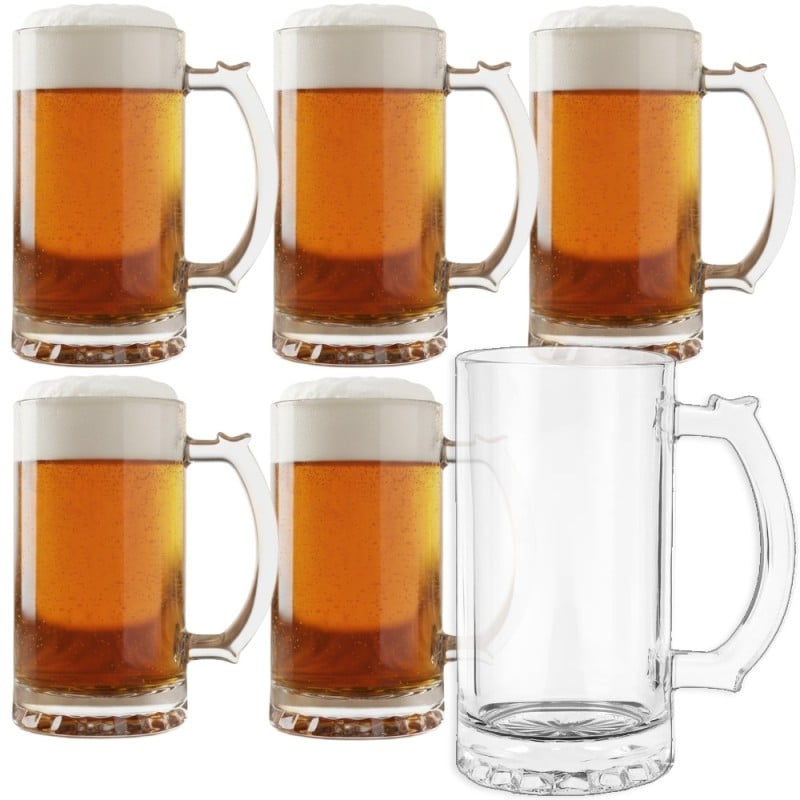 Kufle do piwa 500 ml wysokie Altom z uchem szklany zestaw kufli 6 sztuk