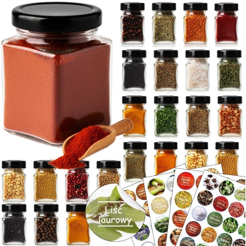 Zestaw 24 słoiczków na przyprawy GierekHoff Flavor GH 1112 pojemniki z naklejkami i nabierakiem