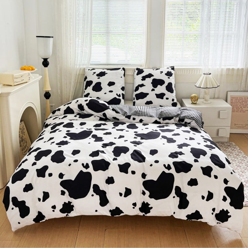 Pościel 160x200 bawełna satynowa dwustronna GierekHoff gruba 3 części GH 3100 krowie łaty