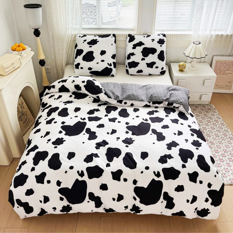 Pościel 160x200 bawełna satynowa dwustronna GierekHoff gruba 3 części GH 3100 krowie łaty