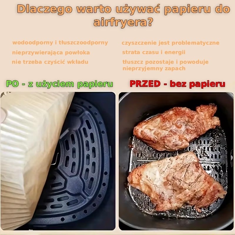 Wkłady papierowe 16x16 cm 300 szt do frytkownicy beztłuszczowej air fryer