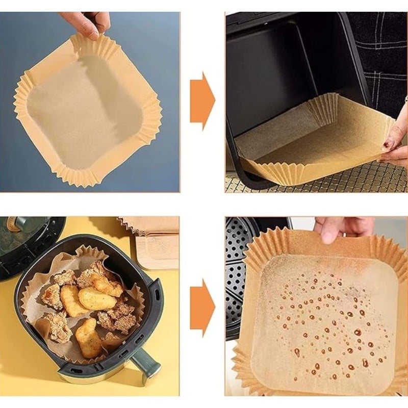 Wkłady papierowe 20x20 cm 100 szt do frytkownicy beztłuszczowej air fryer