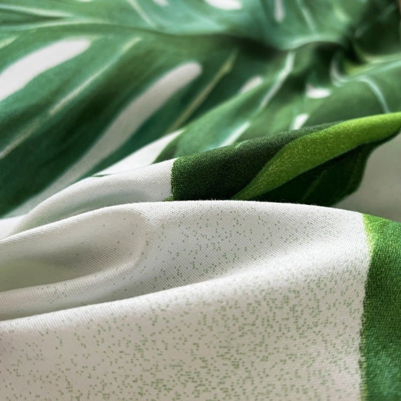 Pościel 140x200 bawełna satynowa dwustronna GierekHoff gruba 2 części GH 3105 liście monstery