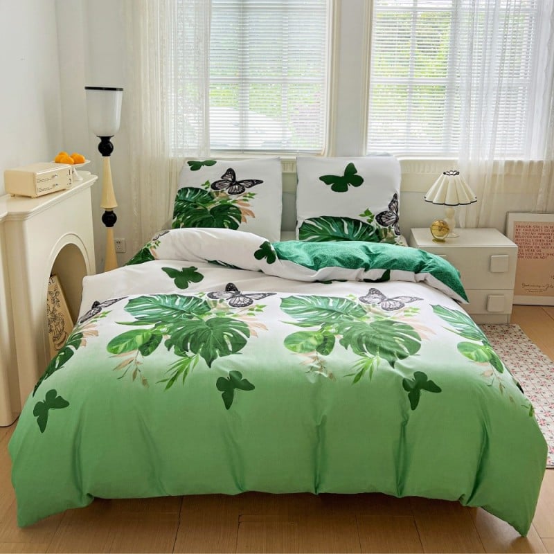 Pościel 160x200 bawełna satynowa dwustronna GierekHoff gruba 3 części GH 3105 liście monstery