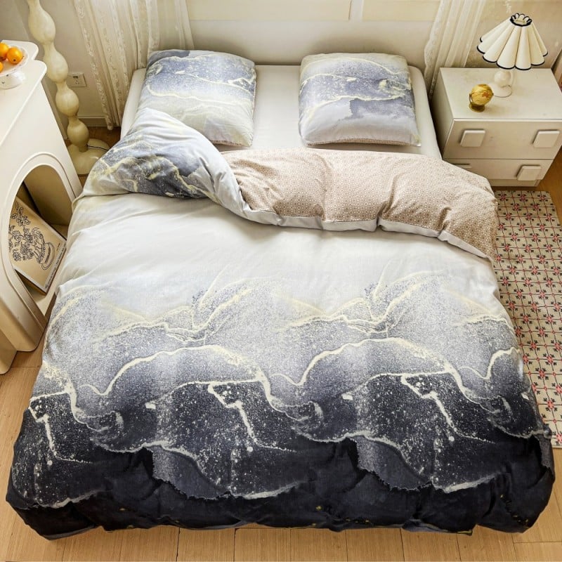 Pościel 140x200 bawełna satynowa dwustronna GierekHoff gruba 2 części GH 3109 marmur