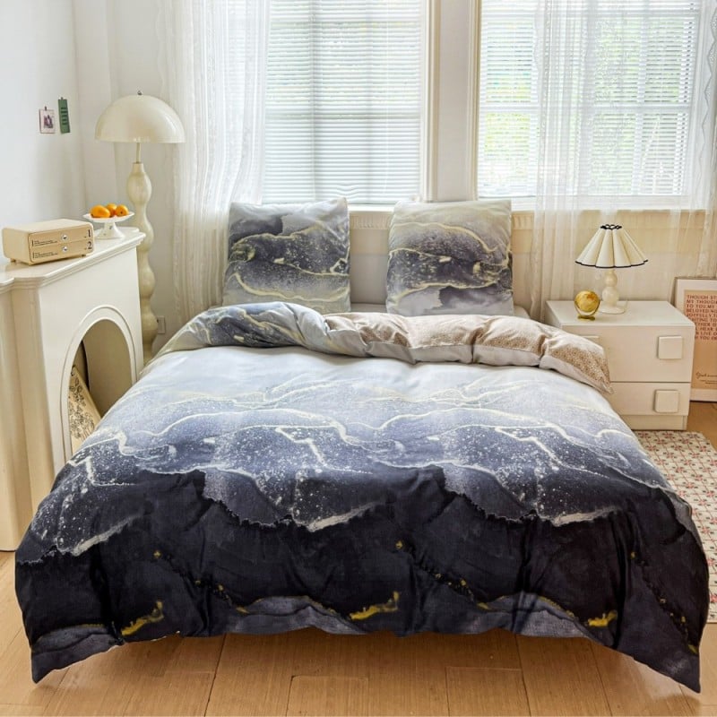 Pościel 160x200 bawełna satynowa dwustronna GierekHoff gruba 3 części GH 3109 marmur