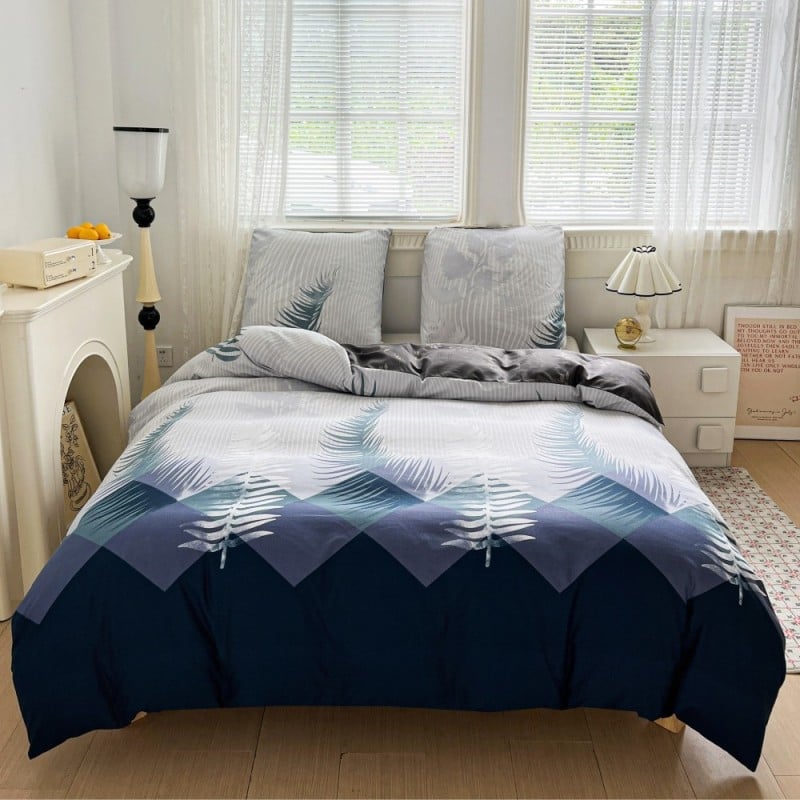 Pościel 140x200 bawełna satynowa dwustronna GierekHoff gruba 2 części GH 3110 paprocie